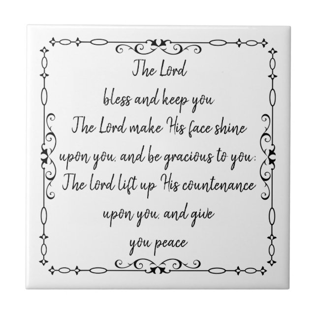  Bible Scripture Aaronic Blessing Numb 6:24-26 Ceramic Tile (Front)