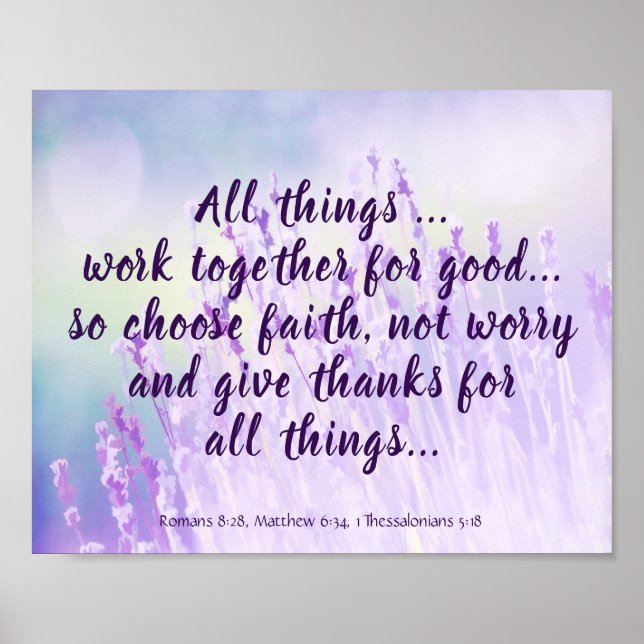 Bible Scripture Encouragement Quotes Flower Purple Poster (Front)