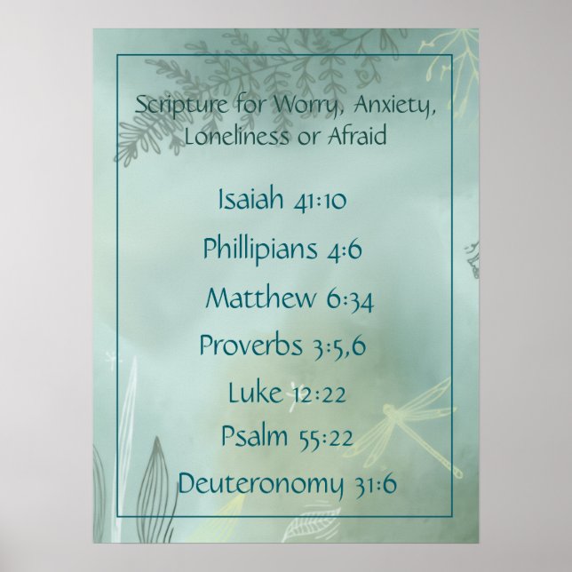 Bible Scripture for Worry Anxiety, Loneliness Fear Poster (Front)