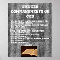 Bible Scripture God 10 Commandments Wall Poster