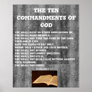 Bible Scripture God 10 Commandments Wall Poster