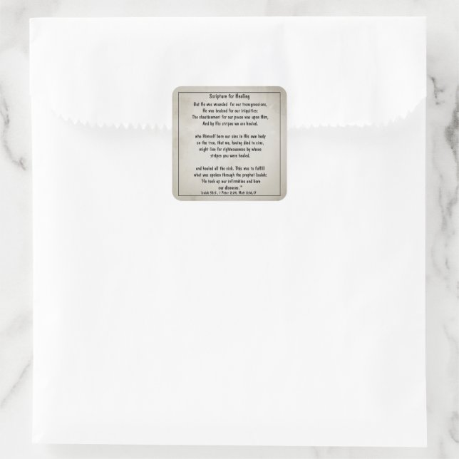 Bible Scripture  Healing Health Sickness Get Well Square Sticker (Bag)
