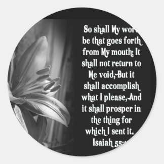 BIBLE SCRIPTURE ISAIAH 55:11 CLASSIC ROUND STICKER