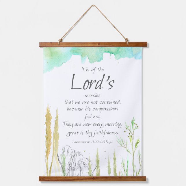 Bible Scripture Lamentations 3 Great Faithfulness Hanging Tapestry (Front)