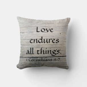 Bible Scripture Love Endures Cushion