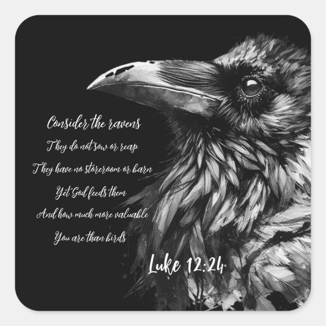 Bible Scripture Luke 12:24 Square Sticker (Front)