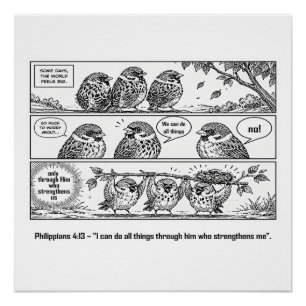 Bible Scripture Phillipians Cartoon Sparrow Art Poster