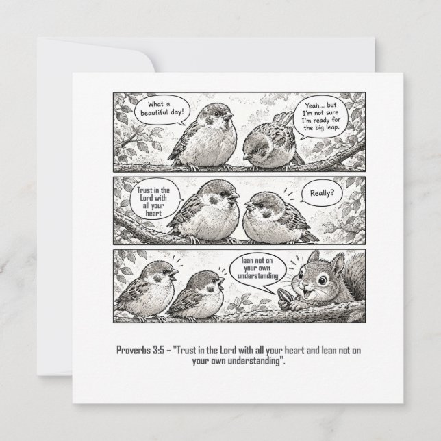 Bible Scripture Proverbs Cartoon Sparrow Art Card (Front)