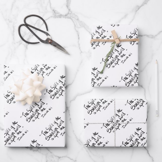 Bible Scripture Religious Text Quote Wrapping Paper Sheet (Front)