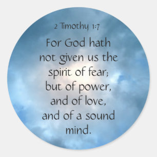 Bible Scripture Timothy No Fear Quote Classic Round Sticker