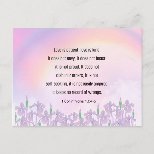 Bible verse 1 Corinthians 13 4-5, Love Postcard (Front)