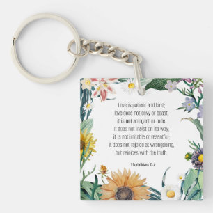 Bible verse, 1 Corinthians 13:4, Key Ring