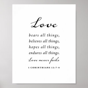 Bible Verse 1 Corinthians 13:7-8 Poster