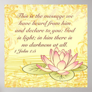 Bible Verse 1 John 1:5 Water Lily Flower Scripture Poster