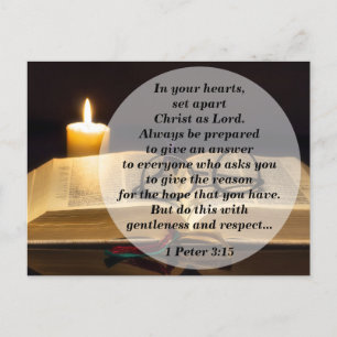 Bible Verse 1 Peter 3:15 Set Apart Christ as Lord Postcard