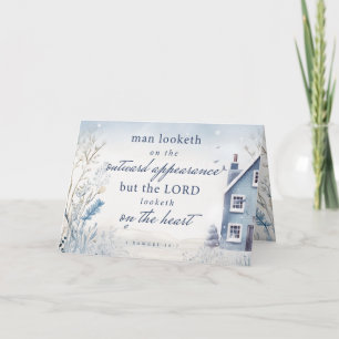 Bible Verse 1 Samuel 16:7 Blue Watercolour Thank You Card