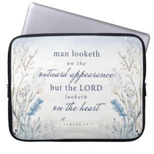 Bible Verse 1 Samuel 16:7 Watercolour Laptop Sleeve