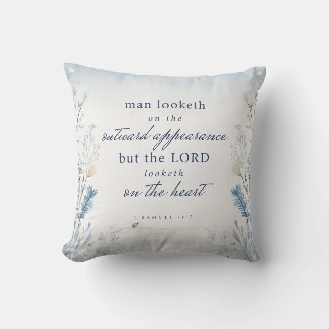 Bible Verse 1 Samuel 16:7 Watercolour Throw Pillow (Front)