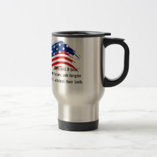 Bible Verse 2 Chronicles 7:14, USA Flag Mug