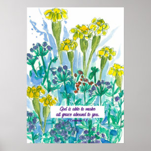 Bible Verse 2 Corinthians 9 Flowers Religious  Poster