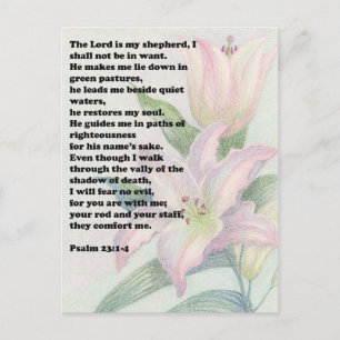 Bible verse and flower lily postcard