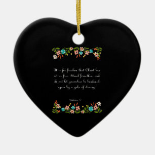 Bible Verse Art - Galatians 5:1 Ceramic Ornament