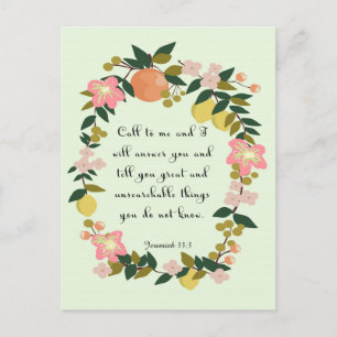 Bible Verse Art - Jeremiah 33:3 Postcard
