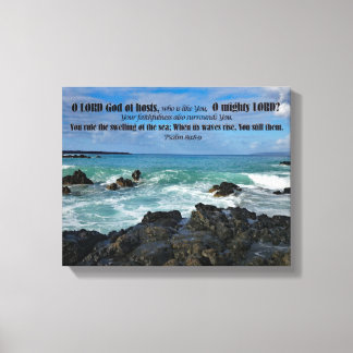 Bible Verse Art Job 38:11 on Rocky Beach in Maui Canvas Print