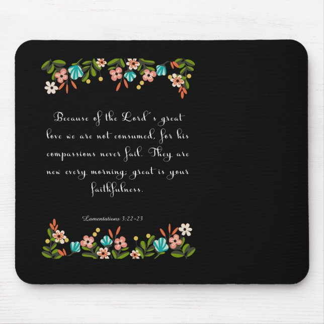 Bible Verse Art - Lamentation 3:22-23 Mouse Pad (Front)