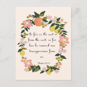 Bible Verse Art - Psalm 103:12 Postcard