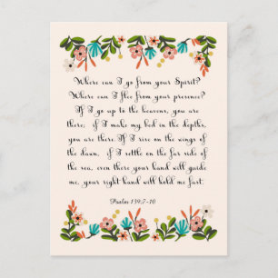Bible Verse Art - Psalm 139:7-10 Postcard