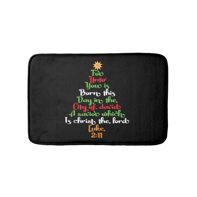 Bible verse as Christmas tree Christmas giftidea Bath Mat (Front)