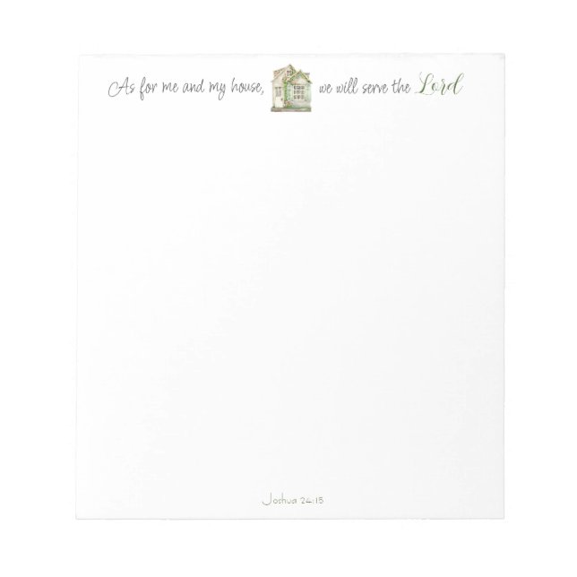 Bible Verse As For Me and My House Watercolor Notepad (Front)