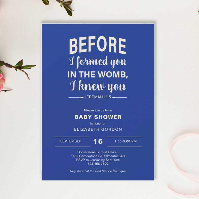 Bible Verse Baby Shower Before I formed you Womb Invitation (Creator Uploaded)
