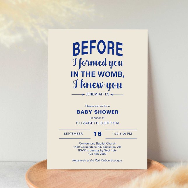 Bible Verse Baby Shower Before I formed you Womb Invitation (Creator Uploaded)