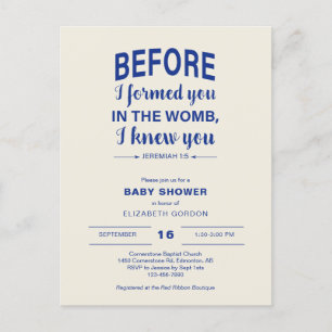 Bible Verse Baby Shower Before I formed you Womb Postcard