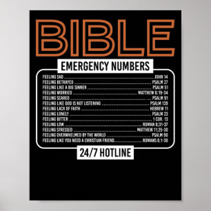 Bible Verse  Bible Emergency Numbers God Poster