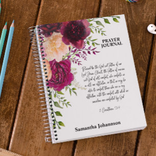 Bible Verse Burgundy Floral Prayer Journal