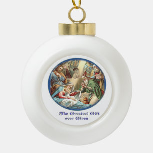 Bible Verse Ceramic Ball Christmas Ornament