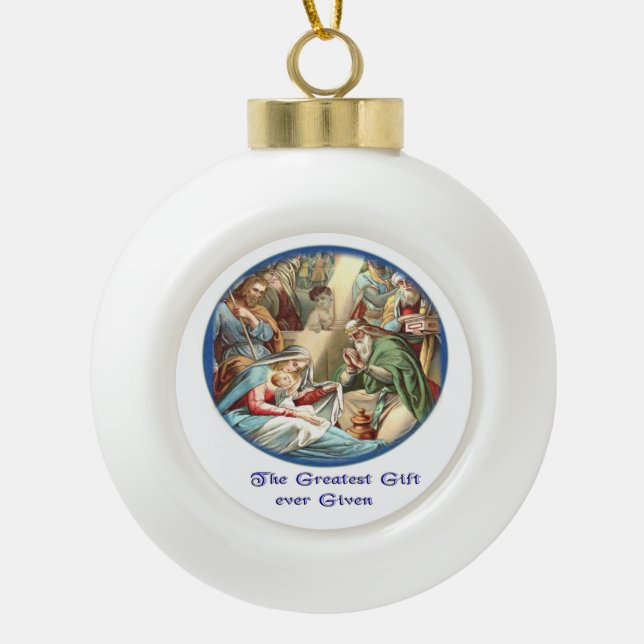 Bible Verse Ceramic Ball Christmas Ornament (Front)
