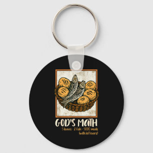 Bible Verse Christian Jesus Fishes &amp; Loaves Go Key Ring
