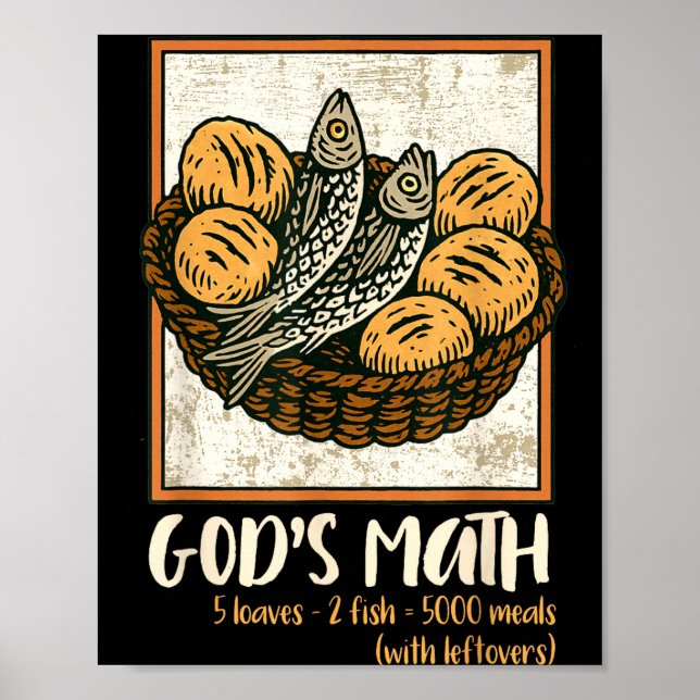 Bible Verse Christian Jesus Fishes &amp; Loaves Go Poster (Front)