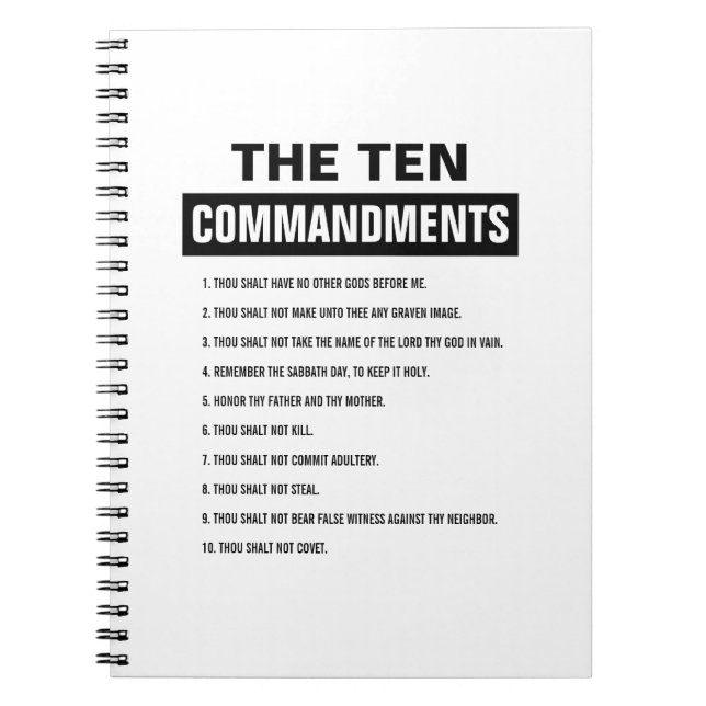 Bible Verse Christian Religious Ten Commandments Notebook (Front)