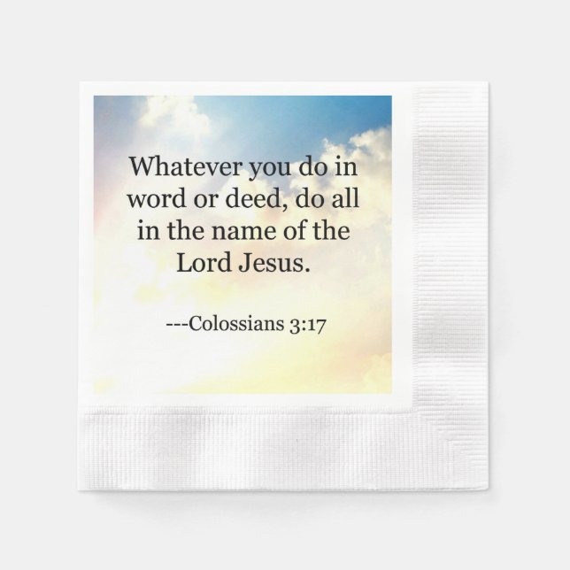 Bible verse, Colossians 3-17 Napkin (Front)