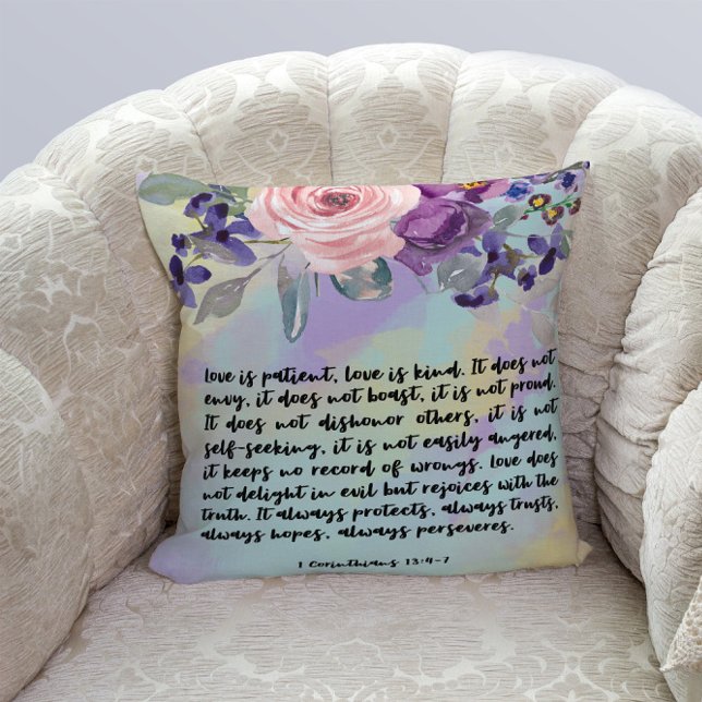 Bible verse Corinthians floral throw pillows (Creator Uploaded)