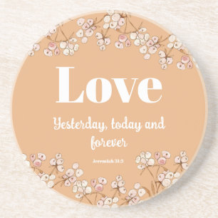 Bible verse Cream Caramel Floral Coaster