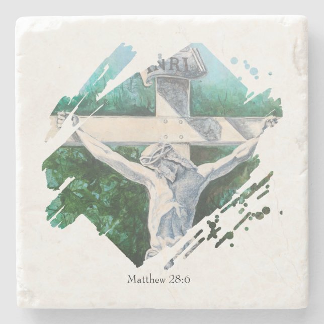 Bible Verse Cross Stone Coaster (Front)