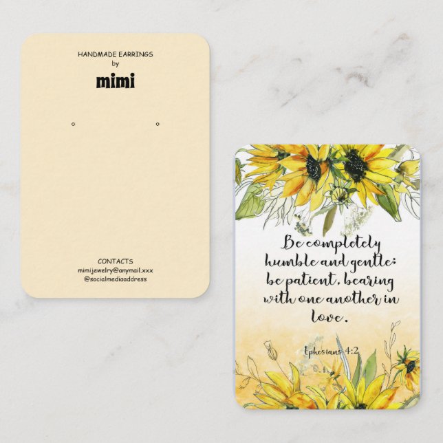 Bible Verse Earring Display  Business Card (Front/Back)