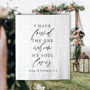 Bible Verse Elegant Calligraphy Wedding Backdrop  Tapestry