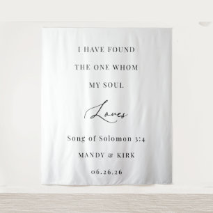 Bible Verse Elegant Calligraphy Wedding Backdrop Tapestry